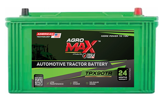 Agro Max TPX90TR tractor battery, front view