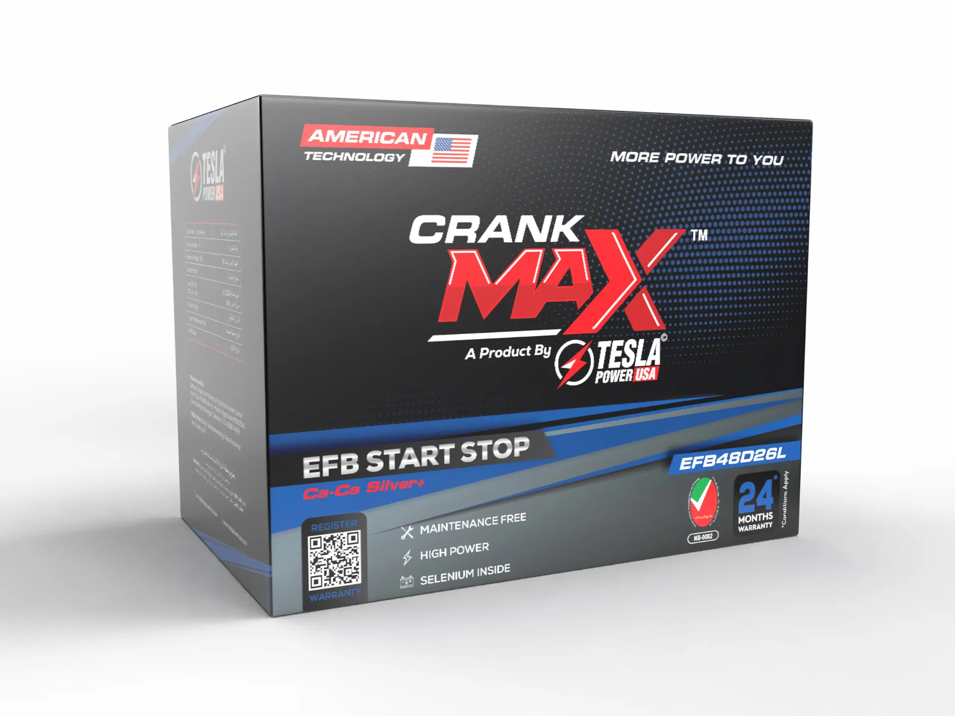 Crank Max EFB battery packaging, alternate angle
