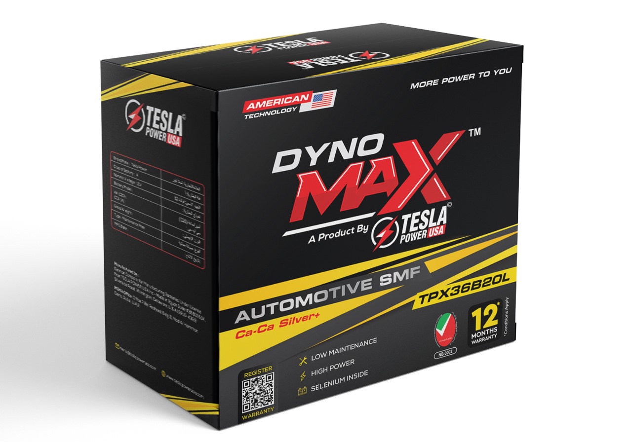 Dyno Max Automotive SMF battery retail packaging