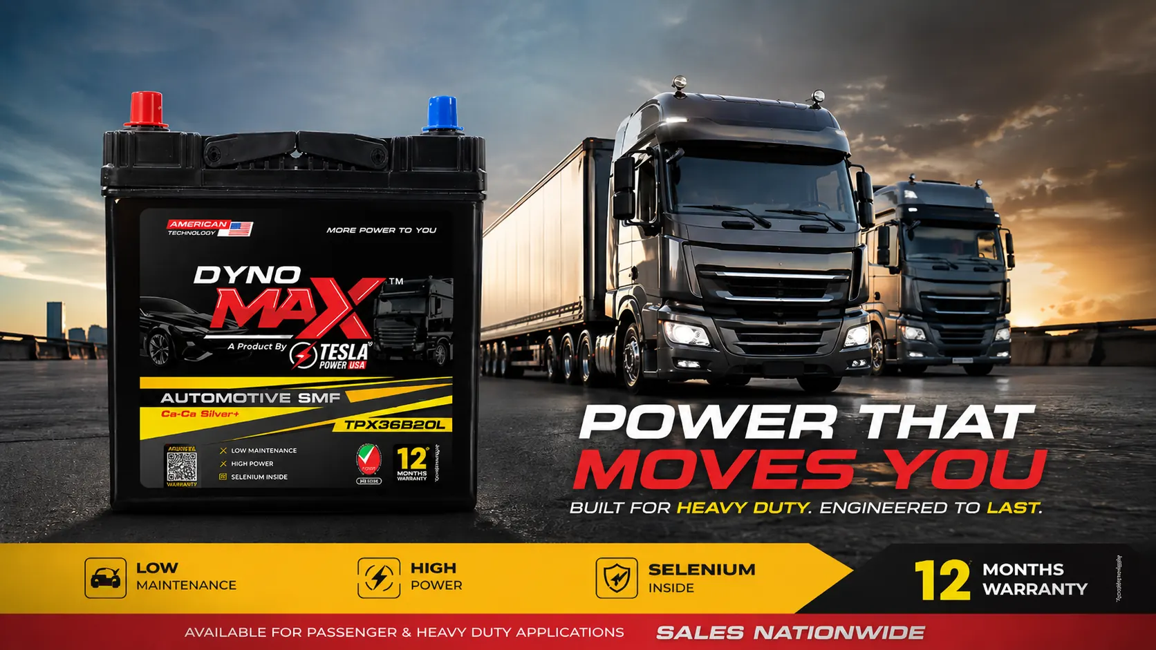 Dyno Max truck and bus batteries built for heavy-duty fleet operation