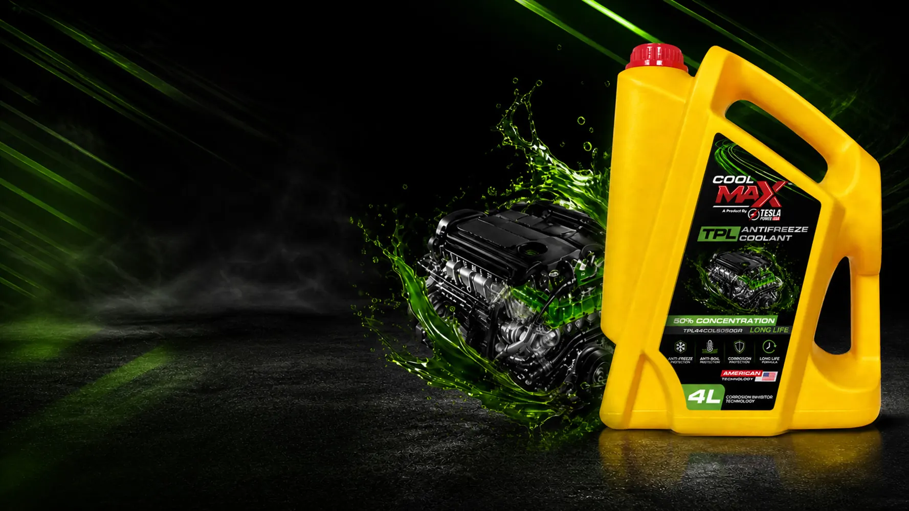 CoolMax OAT engine coolant and antifreeze by Tesla Power USA