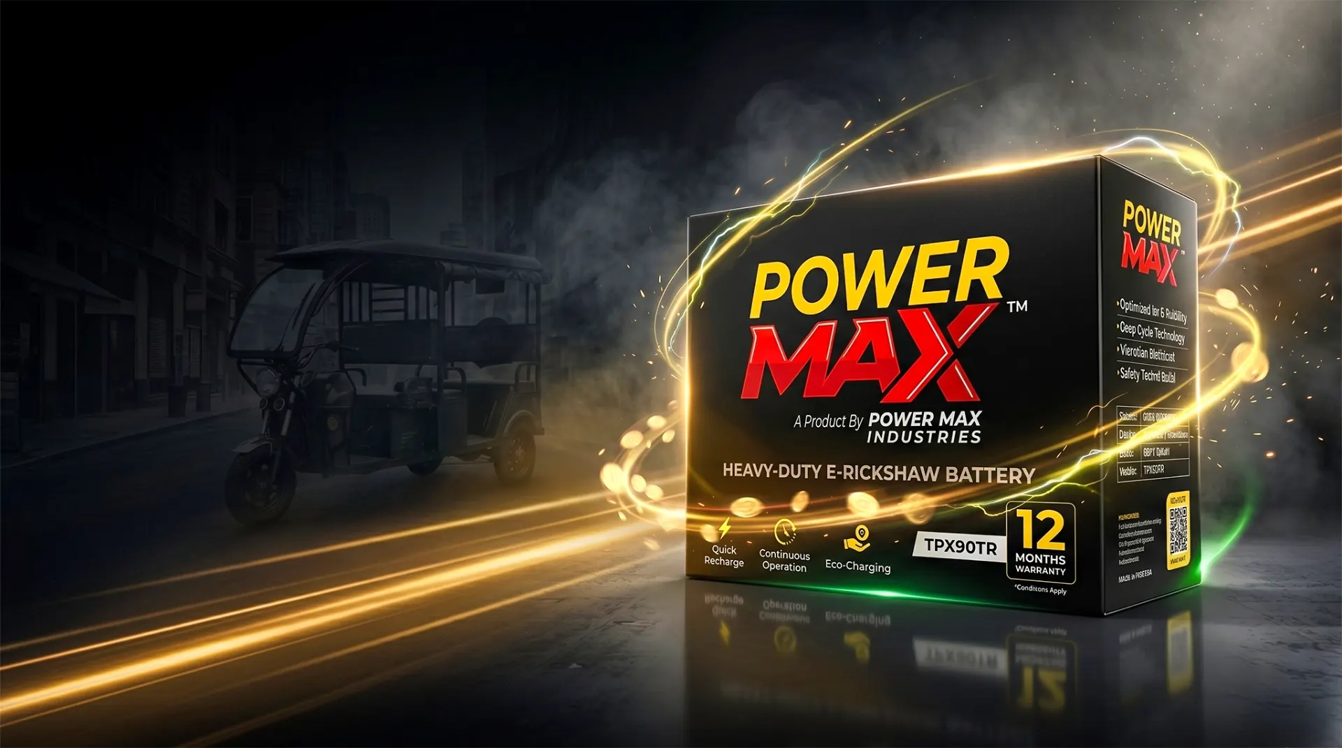 Power Max tubular e-rickshaw battery by Tesla Power USA