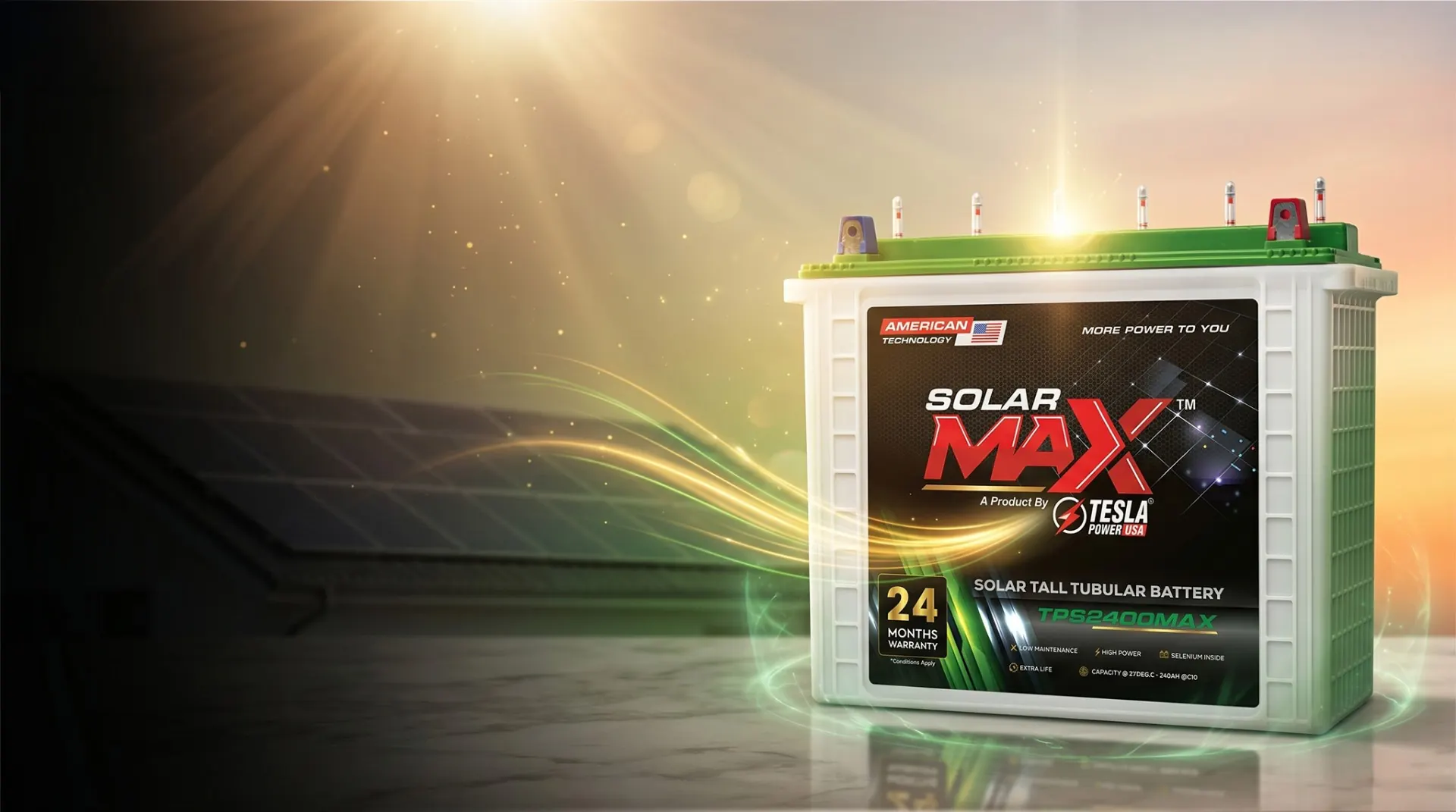 Solar Max tall tubular solar batteries for off-grid and hybrid systems